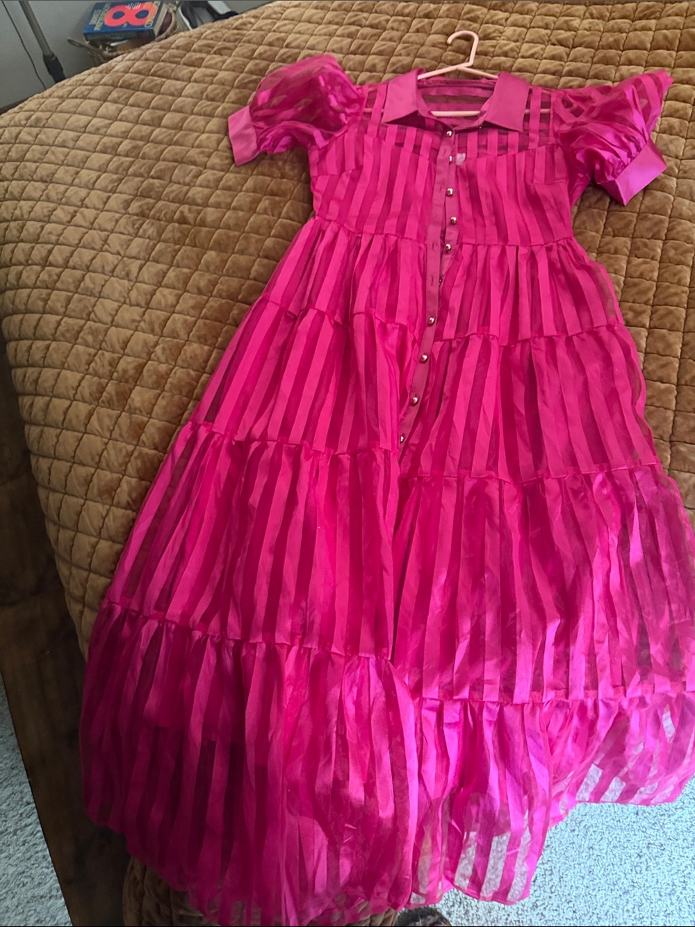 Girls' Bright Fuchsia Tiered Party Dress